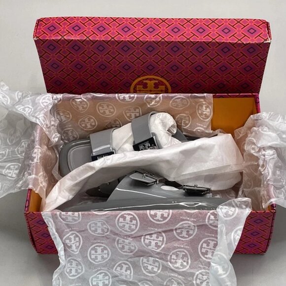 NEW TORY BURCH Buckle Bubble Jelly Slip-On Sandals – Women’s Size 7 – Light Gray - Picture 9 of 13